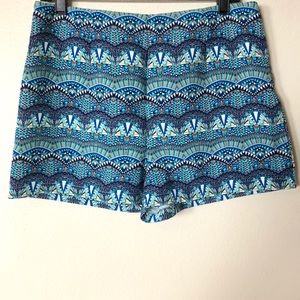 Forever 21 Blue Art Deco Print Summer Shorts Sz L